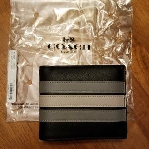 Coach Men's Compact Wallet with Varsity Stripes